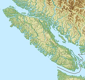A map showing the location of the park in British Columbia