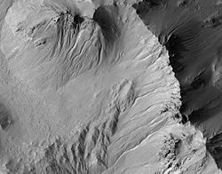 Gullies on Hale Crater Wall, as seen by HiRISE.