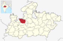 Location of Rajgarh district in Madhya Pradesh