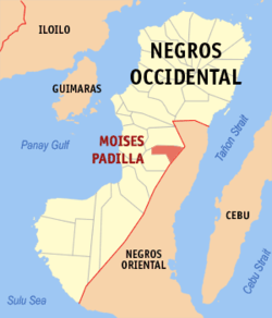 Map of Negros Occidental with Moises Padilla highlighted