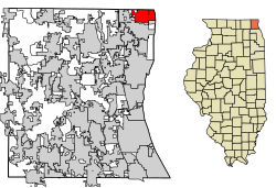 Location of Winthrop Harbor in Lake County, Illinois.