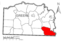 Location of Dunkard Township in Greene County