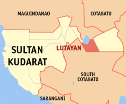 Map of Sultan Kudarat with Lutayan highlighted