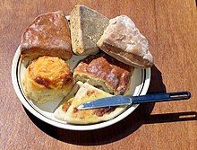 plate filled with five different types of scones