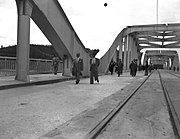During a reopening ceremony for the bridge after the Korean War (1958)