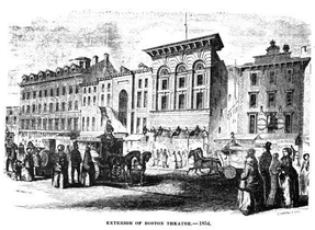Boston Theatre street view, ca.1854