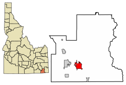 Location of Preston in Franklin County, Idaho.