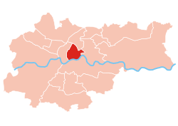 Location of Grzegórzki within Kraków