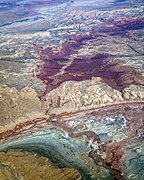 Aerial view of Muddy Creek cutting through the San Rafael Reef and Swell