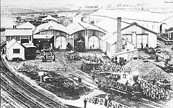 The original Williamstown Workshops in 1870.