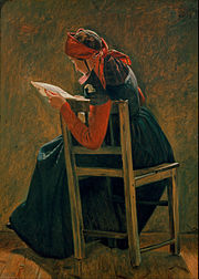 A young girl from Salling reading