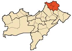 Map of Oran Province highlighting Arzew District