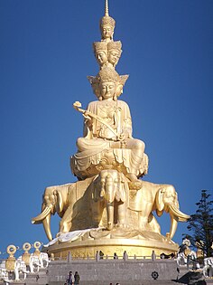 Massive statue of Samantabhadra at the summit of Mount Emei