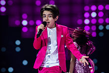 Second placed Mika performing during the contest for Armenia.