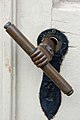 Ornate door handle on a Moravian Church