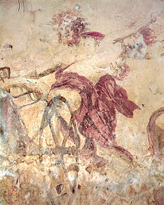 Detail of tomb fresco depicting Hades abducting Persephone