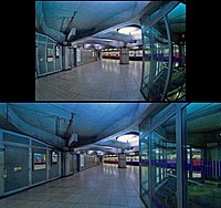 Image shot with a 16 mm full-frame fisheye lens before and after remapping to rectilinear perspective.[n 1]