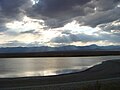 Crepuscular rays above Pruess Lake, Utah