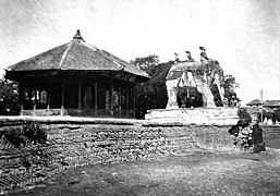 Statue of elephant and pavilion, circa 1930. The old brickwork can be seen here.