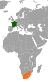 Location map for France and South Africa.