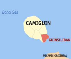 Map of Camiguin with Guinsiliban highlighted