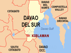 Map of Davao del Sur with Kiblawan highlighted