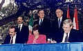 Image 7U.S. President Bush, Canadian PM Mulroney, and Mexican President Salinas participate in the ceremonies to sign the North American Free Trade Agreement (NAFTA). (from Neoliberalism)