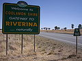 At the edge of Mirool there is a sign that indicates entry to the Riverina