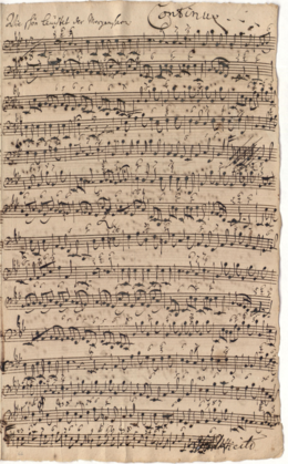 Performance part (basso continuo) of première