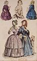 Ladies' December Fashions (1844). Hand-coloured steel engraving from a women's magazine.