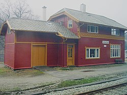 View of the historic railway station in Heskestad