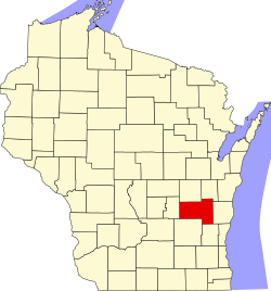 Map of Wisconsin showing Fond du Lac County