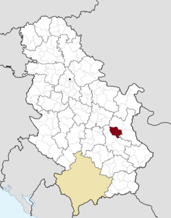 Location of the municipality of Sokobanja within Serbia