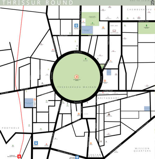Schematic map of Swaraj round, Thrissur