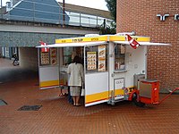 A pølsevogn (Danish hot dog stand) in the city center of Kolding (Jutland)