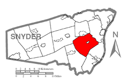 Map of Snyder County, Pennsylvania highlighting Washington Township
