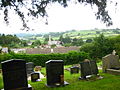 View over Llandyssil in Montgomeryshire from the old churchyard