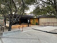 Exterior of the nature center, featuring live animal exhibits