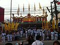 People gathering around an am from early morning to witness piercing ceremony and to participate in the parade afterwards