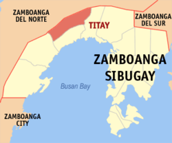 Map of Zamboanga Sibugay with Titay highlighted