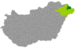 Vásárosnamény District within Hungary and Szabolcs-Szatmár-Bereg County.