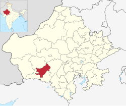 Location of Jalore district in Rajasthan