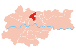 Location of Prądnik Czerwony within Kraków