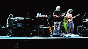 Pat Metheny Group at Umbria Jazz 2010. Lyle Mays (left), Steve Rodby (middle) and Pat Metheny (right)