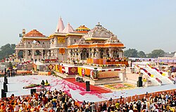 Pran Pratishtha ceremony of Shree Ram Janmaboomi Temple in Ayodhya, Uttar Pradesh, on 22 January 2024