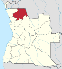 Uíge Province, location of the Diocese, within Angola