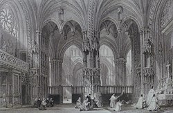Bourbons chapel, Lyon Cathedral, engraving by Ebenezer Challis after a drawing by Thomas Allom (19th century)