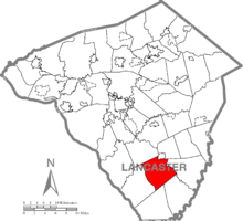 Map of Lancaster County, Pennsylvania highlighting East Drumore Township