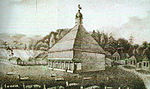 Tatar mosque and graveyard in the Lukiškės suburb (1830). Later it was replaced by another, a more traditional one in 1867.