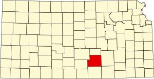Map of Kansas highlighting Sedgwick County